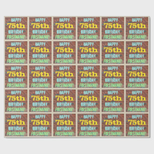 Brick Wall Graffiti Inspired 75th Birthday + Name Wrapping Paper