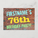 [ Thumbnail: Brick Wall Graffiti Inspired 76th Birthday + Name Invitation ]