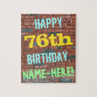 Brick Wall Graffiti Inspired 76th Birthday + Name