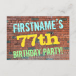 [ Thumbnail: Brick Wall Graffiti Inspired 77th Birthday + Name Invitation ]