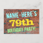 [ Thumbnail: Brick Wall Graffiti Inspired 79th Birthday + Name Invitation ]
