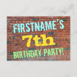 [ Thumbnail: Brick Wall Graffiti Inspired 7th Birthday + Name Invitation ]