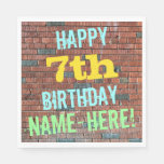 [ Thumbnail: Brick Wall Graffiti Inspired 7th Birthday + Name Napkin ]