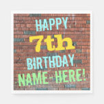 [ Thumbnail: Brick Wall Graffiti Inspired 7th Birthday + Name Napkins ]