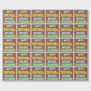 Brick Wall Graffiti Inspired 80th Birthday + Name Wrapping Paper