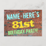 [ Thumbnail: Brick Wall Graffiti Inspired 81st Birthday + Name Invitation ]
