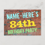 [ Thumbnail: Brick Wall Graffiti Inspired 84th Birthday + Name Invitation ]