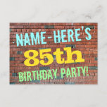 [ Thumbnail: Brick Wall Graffiti Inspired 85th Birthday + Name Invitation ]