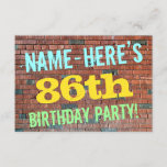 [ Thumbnail: Brick Wall Graffiti Inspired 86th Birthday + Name Invitation ]