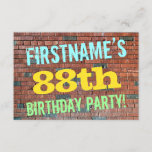 [ Thumbnail: Brick Wall Graffiti Inspired 88th Birthday + Name Invitation ]