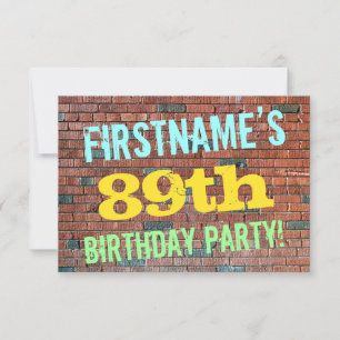 Brick Wall Graffiti Inspired 89th Birthday + Name Invitation