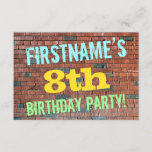 [ Thumbnail: Brick Wall Graffiti Inspired 8th Birthday + Name Invitation ]