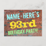 [ Thumbnail: Brick Wall Graffiti Inspired 93rd Birthday + Name Invitation ]