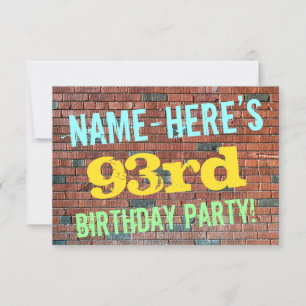 Brick Wall Graffiti Inspired 93rd Birthday + Name Invitation