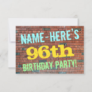 Brick Wall Graffiti Inspired 96th Birthday + Name Invitation
