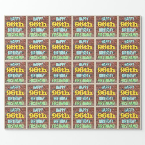 Brick Wall Graffiti Inspired 96th Birthday  Name Wrapping Paper