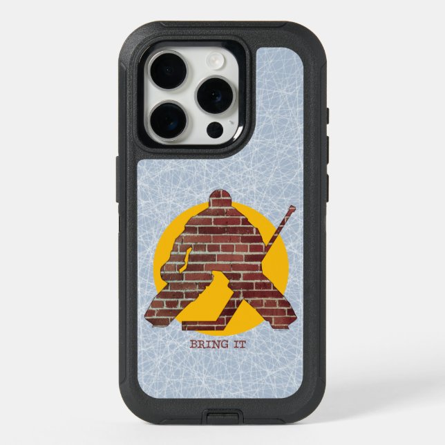 Brick Wall Hockey Goalie iPhone 15 Pro Case (Back)
