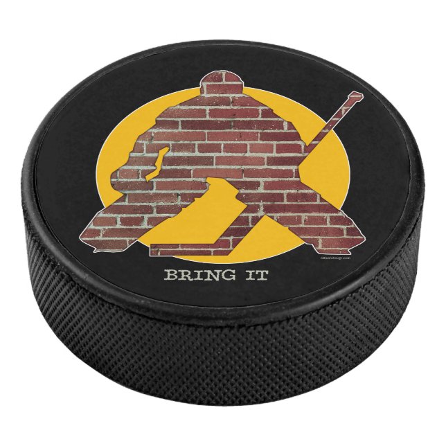 Brick Wall Hockey Goalie Puck (3/4)