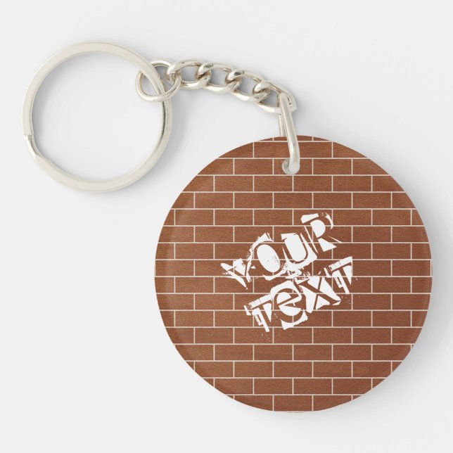 Brick Wall Keychain Personalized Text (Front)