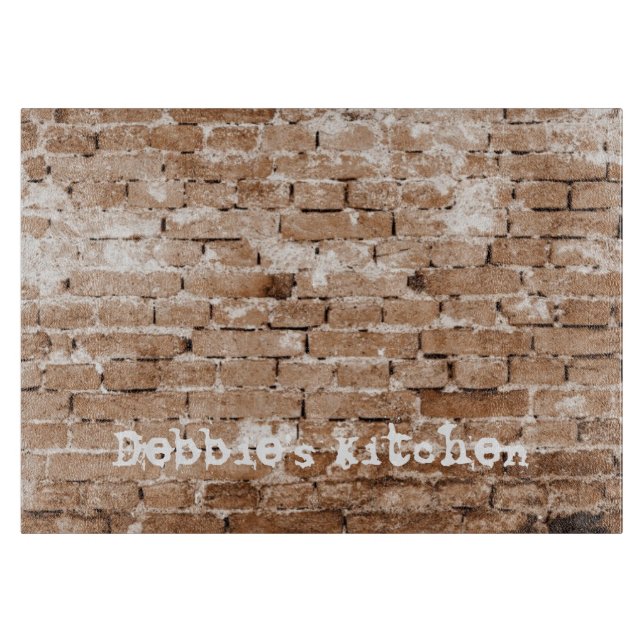 Brick Wall Look Custom Glass Cutting Board (Front)