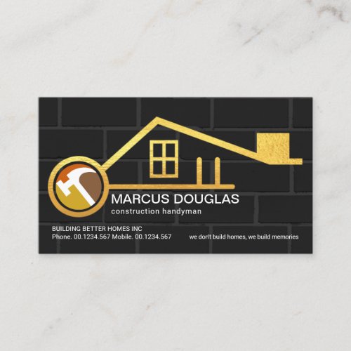 Brick Wall New Gold Key Home Building Construction Business Card