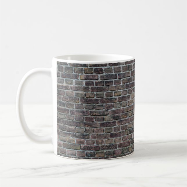 Brick wall old dark brick wall coffee mug (Left)