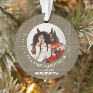 Brick Wall Our first Christmas Mr and Mrs married Ornament