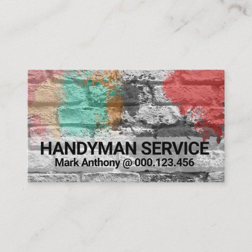 Brick Wall  Paint Splatter Masonry Business Card