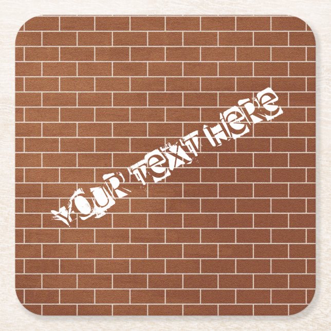Brick Wall Paper Coaster with Custom Text (Front)