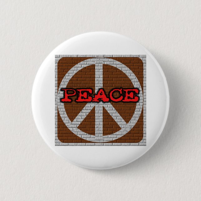 Brick Wall Peace Pinback Button (Front)