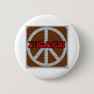 Brick Wall Peace Pinback Button