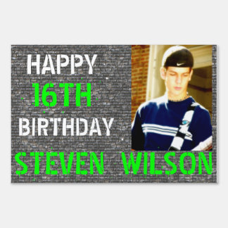Brick Wall Personalize Photo Yard Sign