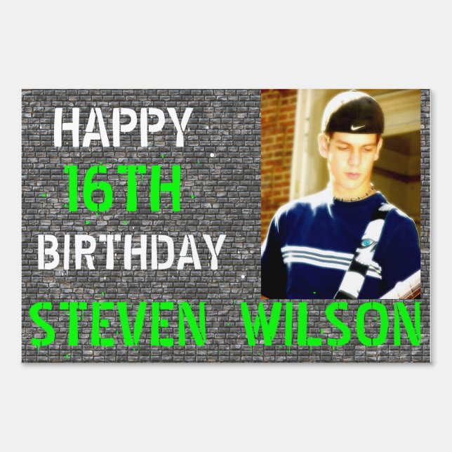Brick Wall Personalize Photo Yard Sign (Front)