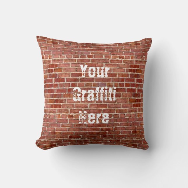 Brick Wall Personalized Add Your Graffiti pillow (Front)