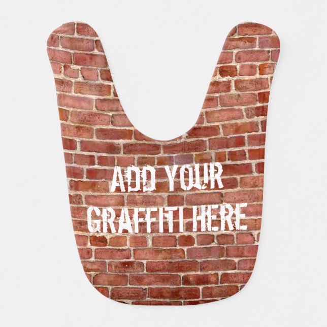 Brick Wall Personalized Graffiti Baby Bib (Front)