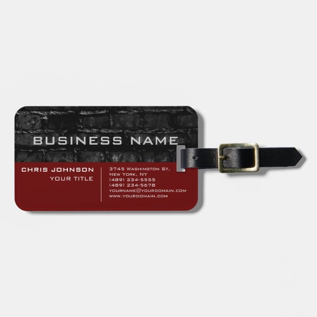 Brick Wall Red Black Contemporary Luggage Tag (Front Horizontal)