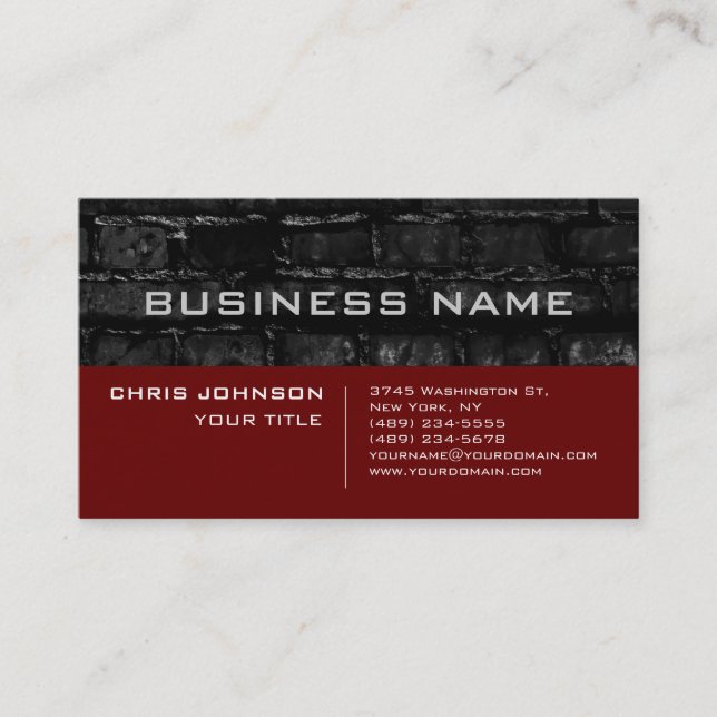 Brick Wall Red Contemporary Business Card (Front)