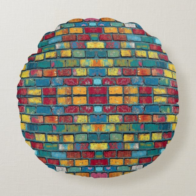 Brick wall round pillow (Front)