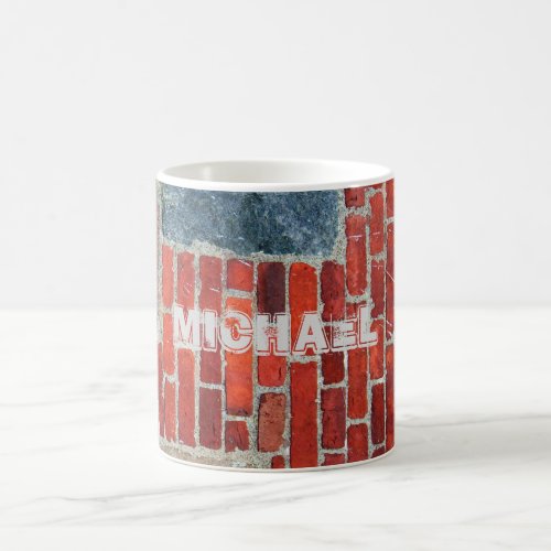 Brick wall rustic name coffee mug