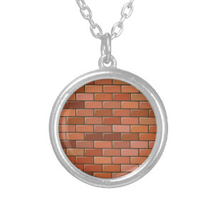 brick wall silver plated necklace