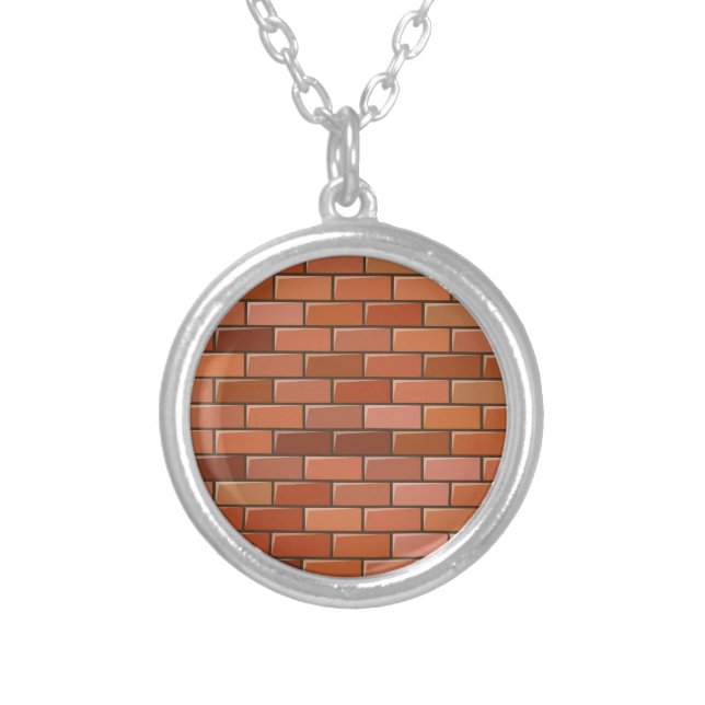 brick wall silver plated necklace (Front)