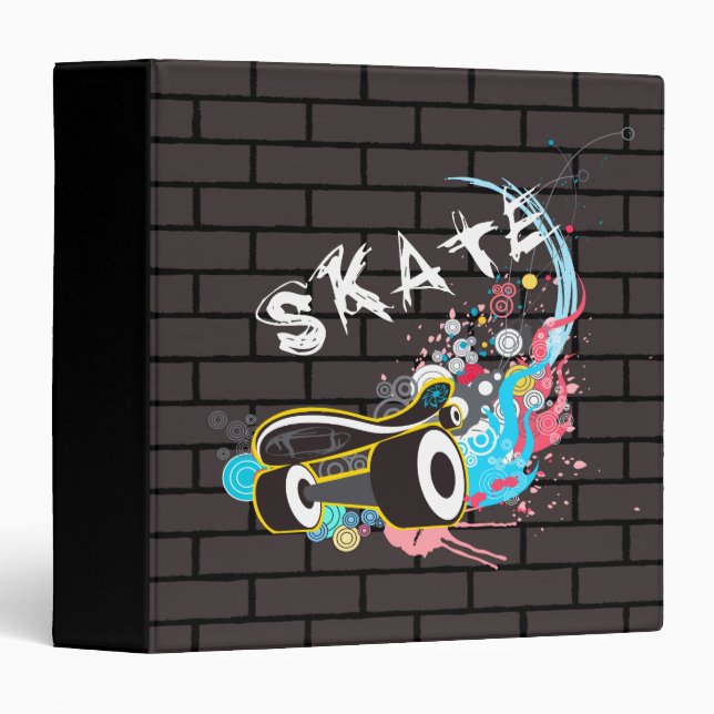 Brick Wall Skate Graffiti Logo With Board Binder (Front/Spine)