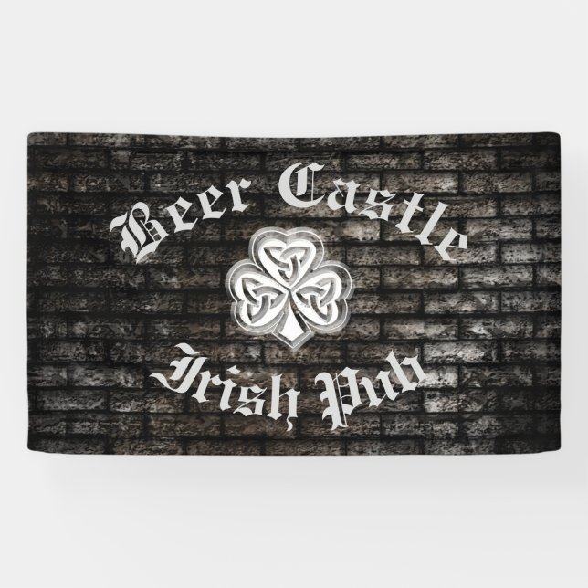Brick wall trendy modern grundge  Irish shamrock Banner (Horizontal)