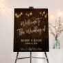 Brick Wall w/ Edison Lights Wedding Welcome Sign