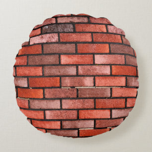 Brick wall with red brick, red brick background. b round pillow