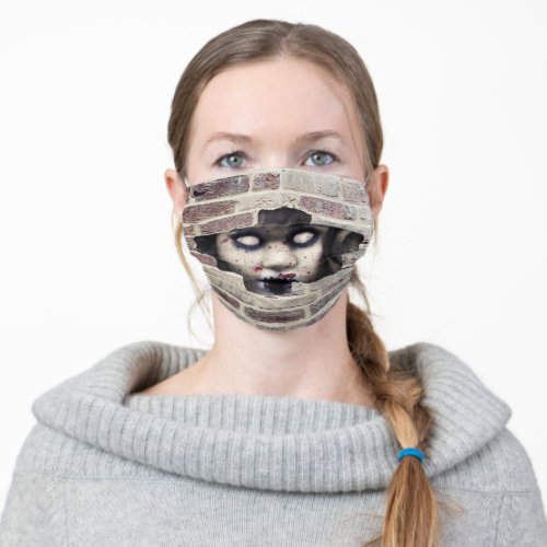 Brick Wall with Zombie Doll Adult Cloth Face Mask