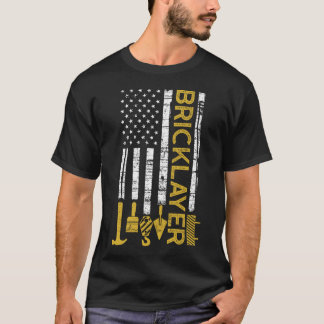 Bricklayer American Flag, brickmason brick masonry T-Shirt
