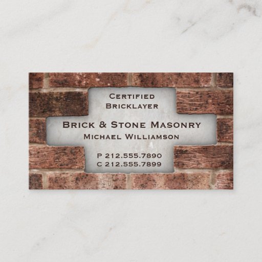 Customizable Bricklayer and Stone Masonry Brick Business Cards