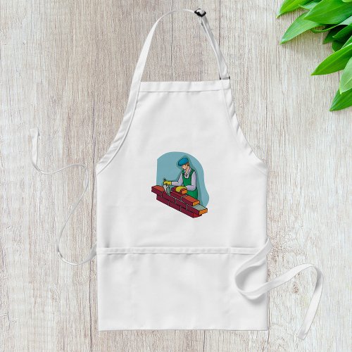 Bricklayer At Work Adult Apron