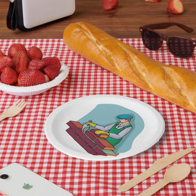 Bricklayer At Work Paper Plates (Creator Uploaded)